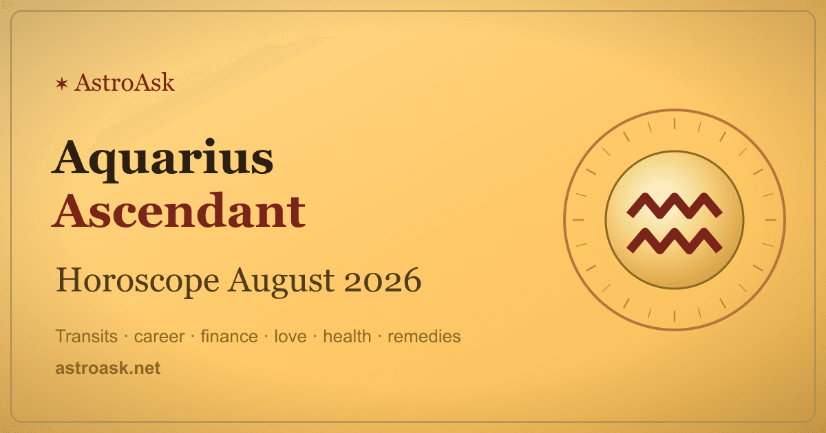 Aquarius Ascendant Horoscope August 2026