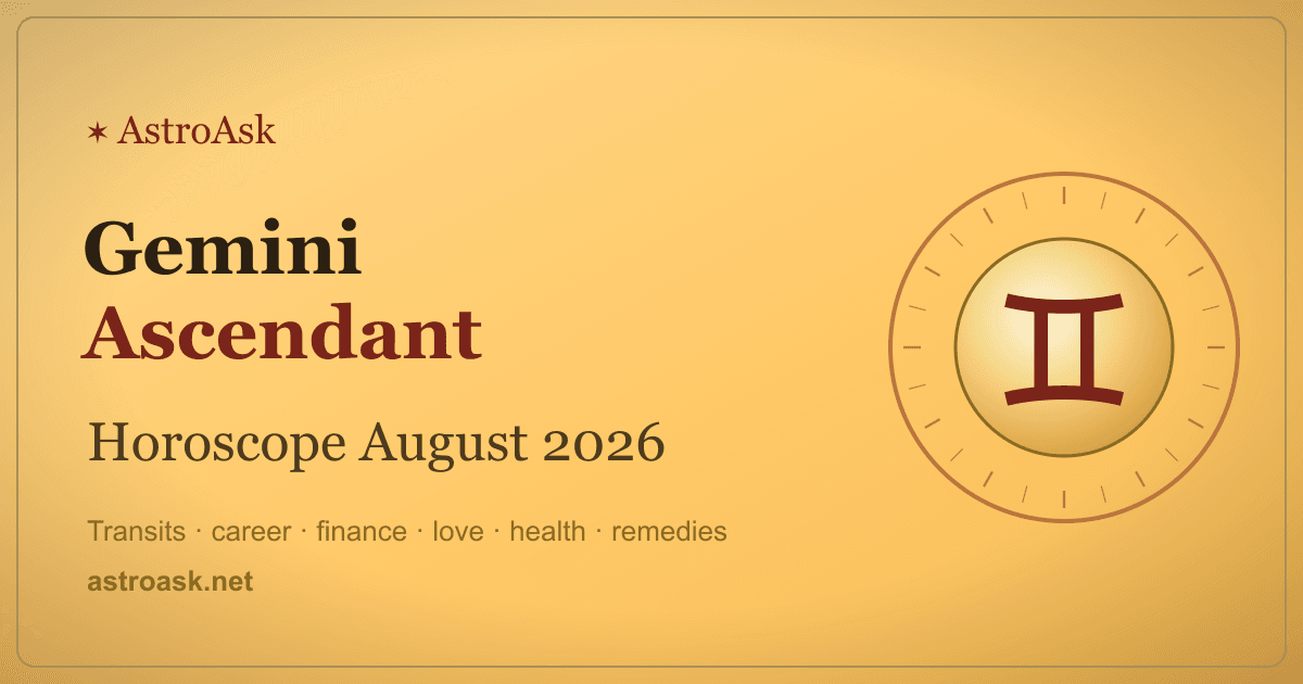 Gemini Ascendant Horoscope August 2026